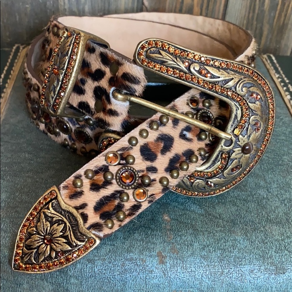 Leatherock Genuine Leather Swarovski Crystal Belt